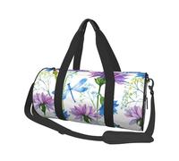 Libélula Flor Azul Acuarela, Bolsa de Viaje de Gran Capacidad, Bolso Redondo, Bolsa de Viaje Deportiva, Bolsa de Mano, Bolsa de Fitness