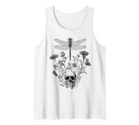 Libélula Wildflower Dark Botanical Wichy Gothic Floral Camiseta sin Mangas
