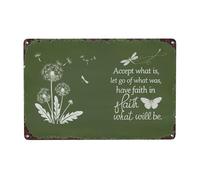 Libélulas Ten Fe En Lo Que Será Letrero De Metal Letreros Metalicos Divertidos Cartel De Metal para Cafetería Cocina Aula 30X40cm