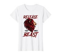 Libera a tu Bestia Interior Leo Rey León Agosto Cumpleaños Camiseta gráfica económica, Mujer, Blanco, M