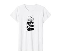 Libera tu Mente Brain Birds Inspirador Camiseta, Mujer, Blanco, L