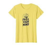 Libera tu Mente Brain Birds Inspirador Camiseta, Mujer, Limón, XS