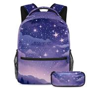 Libera tu potencial, mochila con estuche, juego de mochila escolar perfecto para niños, niñas y adolescentes en una misión, cielo estrellado morado, multicolor, B:29.4x20x40cm P:19x7.5x3.8cm,