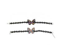 LIBERCATS Collar de diamantes de imitación para mascotas, con diseño encantador, collar ajustable de acero inoxidable dorado para perros y gatos pequeños (S, mariposa colorida + mariposa nocturna