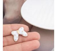 LIBERGA 10 Piezas Botones Con Borde Dorado y Vástago, Ideales para Ropa, Cárdigans, Abrigos y Manualidades, Color Blanco, 13mm × 10mm