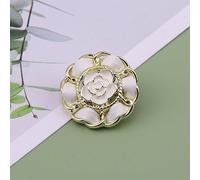 LIBERGA 10 Piezas Botones Con Forma De Flor y Vástago, Con Borde Dorado, para Ropa, Cárdigans, Abrigos y Manualidades, Color Blanco, 15mm