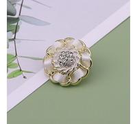 LIBERGA 10 Piezas Botones De Flores De Diamantes De Imitación Con Vástago, Botones De Metal De Moda para Ropa, Cárdigans, Abrigos, Proyectos De Manualidades, Borde Dorado, Blanco, 25mm