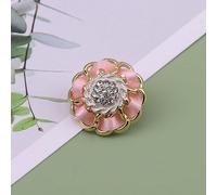 LIBERGA 10 Piezas Botones De Flores De Diamantes De Imitación Con Vástago, Botones De Metal De Moda para Ropa, Cárdigans, Abrigos, Proyectos De Manualidades, Borde Dorado, Rosa, 20mm