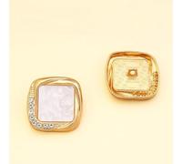 LIBERGA 10 Piezas Botones Metálicos De Diamantes De Imitación Con Vástago, Botones Cuadrado para Ropa, Cárdigans, Abrigos, Proyectos De Manualidades, Borde Dorado, Blanco, 20mm