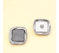 LIBERGA 10 Piezas Botones Metálicos De Diamantes De Imitación Con Vástago, Botones Cuadrado para Ropa, Cárdigans, Abrigos, Proyectos De Manualidades, Borde Plateado, Gris, 23mm