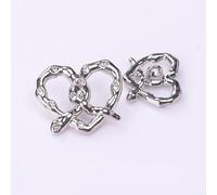 LIBERGA 20 Piezas Botones De Aleación Con Forma De Corazón Anudado con Vástago, Plata, 23mm × 20mm, Coser Botones para Ropa, Cárdigans, Abrigos, Proyectos De Manualidades