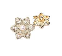 LIBERGA 20 Piezas Botones De Aleación Con Forma De Flor De Perla con Vástago, Dorado Claro, 23mm, Coser Botones para Ropa, Cárdigans, Abrigos, Proyectos De Manualidades