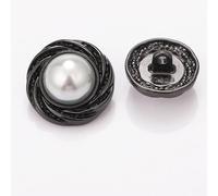 LIBERGA 20 Piezas Botones De Perla Con Borde En Espiral y Vástago, Botones Redondo De Metal para Ropa, Cárdigans, Abrigos, Proyectos De Manualidades, Negro, 18mm