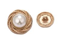 LIBERGA 20 Piezas Botones De Perla Con Borde En Espiral y Vástago, Botones Redondo De Metal para Ropa, Cárdigans, Abrigos, Proyectos De Manualidades, Dorado Claro, 18mm
