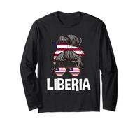 Liberia Chica Moño De Pelo Desordenado Mujer Liberiana Orgullo Manga Larga