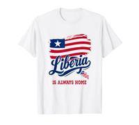 Liberia es Siempre casa Mapa Bandera de Liberia | Día de la Independencia Camiseta gráfica económica, Hombre, Blanco, XL