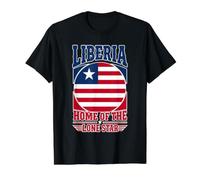 Liberia Hogar del Círculo de la Bandera Liberiana de la Estrella Sol Camiseta gráfica económica, Hombre, Negro, L