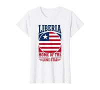 Liberia Hogar del Círculo de la Bandera Liberiana de la Estrella Sol Camiseta gráfica económica, Mujer, Blanco, L