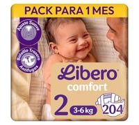 Libero Comfort 2 Pañales para Bebé, 3-6 kg, 204 Unidades