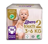 Libero, Pañales Touch Open para niños, 186 pañales talla 2 para niños de 3 a 6 kg, 3 paquetes de 62 pañales desechables
