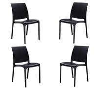 Liberoshopping Silla apilable de Polipropileno Moderna para Interiores y Exteriores jardín, Bar, Cocina, Modelo Volga (Negro, 4 sillas)