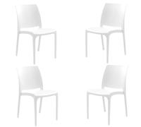 Liberoshopping Silla apilable de Polipropileno, Moderna, para Interiores y Exteriores, jardín, Bar, Cocina, Modelo Volga (Blanco, 4 sillas)