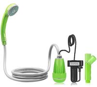 LIBERRWAY Ducha Portatil Camping, Ducha Camper para Exteriores con Batería Recargable/Cabezal de Chorro, Manguera de Ducha de 1,8 m con Bomba para Jardín Playa Camping Viaje Lavado de Coche, Verde