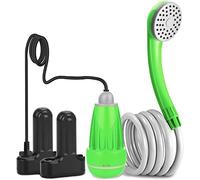 LIBERRWAY Ducha Portatil Camping, Ducha Camper para Exteriores con Batería Recargable, Manguera de Ducha de 1,8 m con Bomba para Jardín Playa Camping Viaje Lavado de Coche, Verde