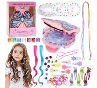 Libershine Kit de Decoración para el Cabello con Diamantes, Herramientas para Peinado y Adornos Brillantes, Accesorios de Pelo para Niñas, Regalo Creativo para Niña de 6 Años, 78 Piezas