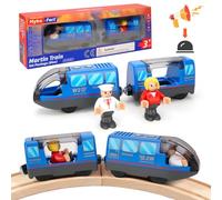 Libershine Tren Eléctrico de Juguete para Niños (Conexión Magnética), Tren de Locomotora de acción con Pilas, Potente Juego de Tren de Motor, Compatible con Thomas, Brio, Edad 3 Años Niño