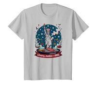 Libertad, Justicia y Barbacoa Camiseta, Niños, Plata, 8 años