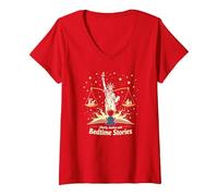 Libertad, Justicia y Cuentos para Dormir Camiseta Cuello V, Mujer, Rojo, XXL