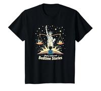 Libertad, Justicia y Cuentos para Dormir Camiseta, Niños, Negro, 8 años