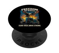 "Libertad sobre ruedas - Soar High, Drive Strong" Eagle & Truck PopSockets PopGrip Adhesivo