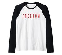 Libertad Texto Rojo Diseño Minimalista Bold Tipografía Gráfico Camiseta Manga Raglan
