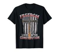 Libertad Vive en la Constitución Patriotic Liberty Bandera de Estados Unidos Camiseta