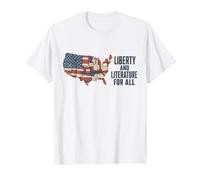 Libertad y Literatura para Todos los Amantes de los Libros, Bandera de los Estados Unidos, Patriota Camiseta