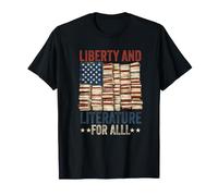 Libertad y Literatura para Todos los Amantes de los Libros, Bandera de los Estados Unidos, Patriota Camiseta
