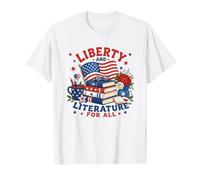 Libertad y Literatura para Todos los Amantes de los Libros, Bandera de los Estados Unidos, Patriota Camiseta