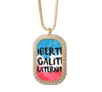 Liberte Egalite Fraternite Fraternite - Collar con colgante de bandera de Francia y diamantes de cristal dorado