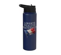 Liberté Égalité Fraternité Fraternité Francia Lema con bandera francesa Stainless Steel Insulated Water Bottle
