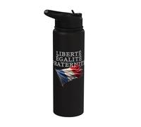 Liberté Égalité Fraternité Fraternité Francia Lema con bandera francesa Stainless Steel Insulated Water Bottle