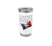 Liberté Égalité Fraternité Fraternité Francia Lema con bandera francesa Vaso térmico de acero inoxidable de doble pared