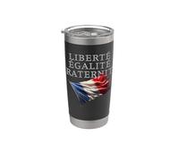 Liberté Égalité Fraternité Fraternité Francia Lema con bandera francesa Vaso térmico de acero inoxidable de doble pared
