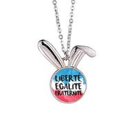 Liberte Egalite Fraternite Fraternite Fraternite - Collar con colgante de conejo con bandera de Francia y conejo