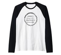 Liberté, Égalité, Fraternité Ou La Mort Tinta Negra Desgastada Camiseta Manga Raglan