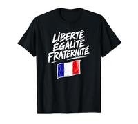 Liberté Égalité Fraternité Sketch con Bandera Francesa Camiseta gráfica económica, Hombre, Negro, L