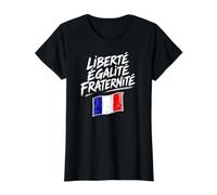 Liberté Égalité Fraternité Sketch con Bandera Francesa Camiseta gráfica económica, Mujer, Negro, M
