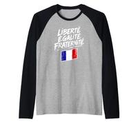 Liberté Égalité Fraternité Sketch con Bandera Francesa Camiseta Manga Raglan