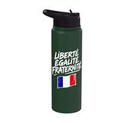 Liberté Égalité Fraternité Sketch con bandera francesa Stainless Steel Insulated Water Bottle